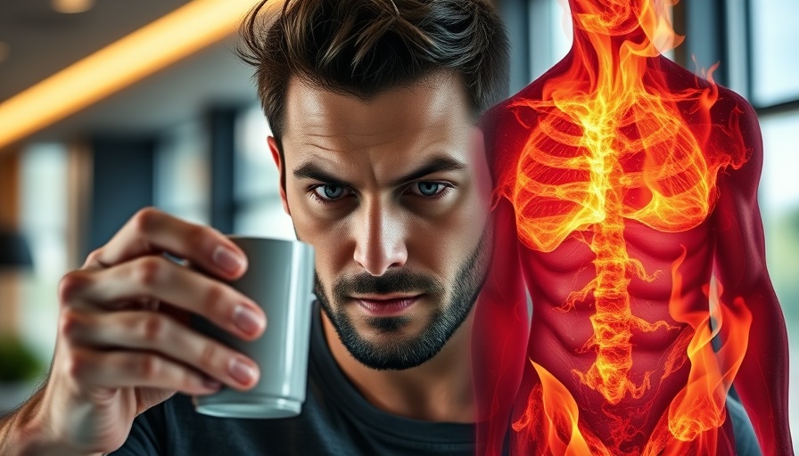 Fat burning benefits of green tea depicted with burning torso.