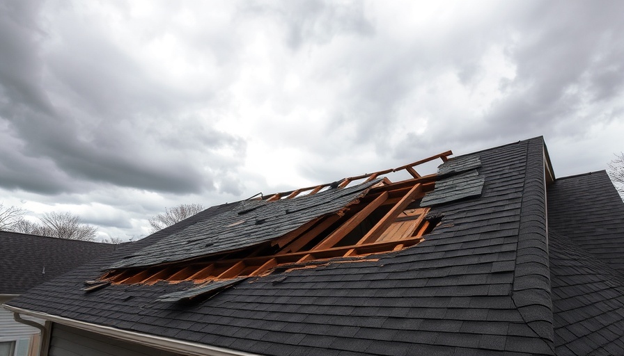 Northridge tornado damage to house roof