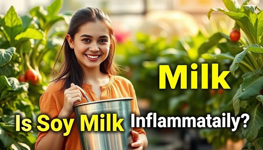 Is Soy Milk Inflammatory? Woman with vegetables, bright design.
