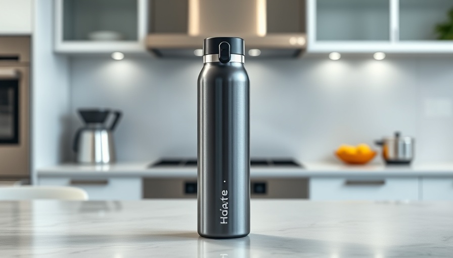 Hidrate Spark PRO Smart Water Bottle on modern kitchen counter, sleek design.