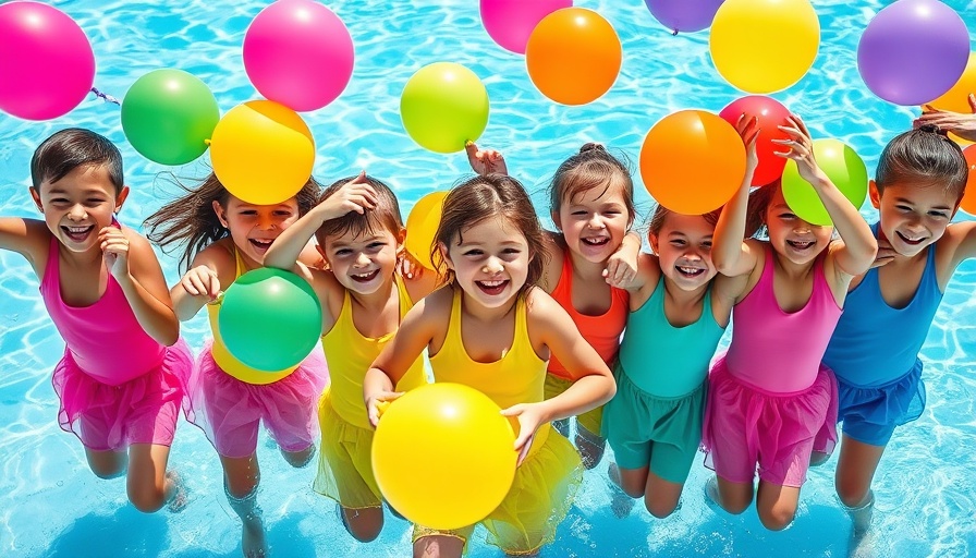 Four Colors Water Balloons Challenge with children in a pool.