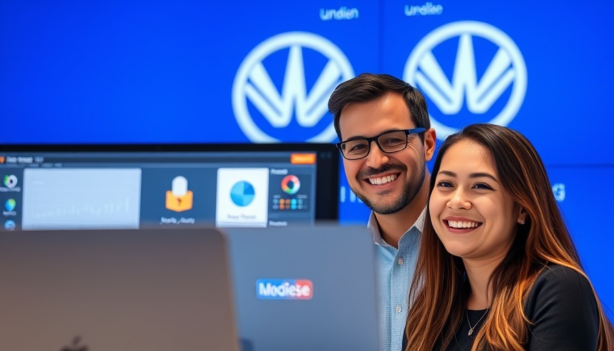 Modern presentation on ChatGPT digital marketing strategies with smiling presenters.