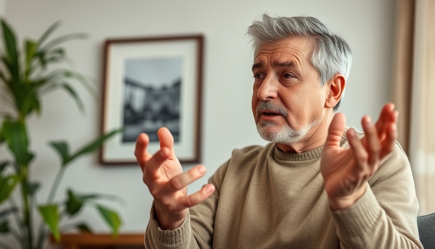 Middle-aged man discussing health indoors, related to 'Is Melatonin Safe'.