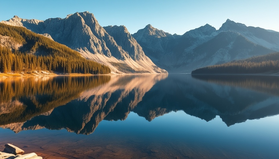 Idaho's Sawtooths lake reflecting mountains and forest