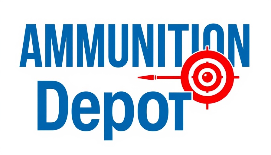 Ammunition Depot logo with target icon on white background.