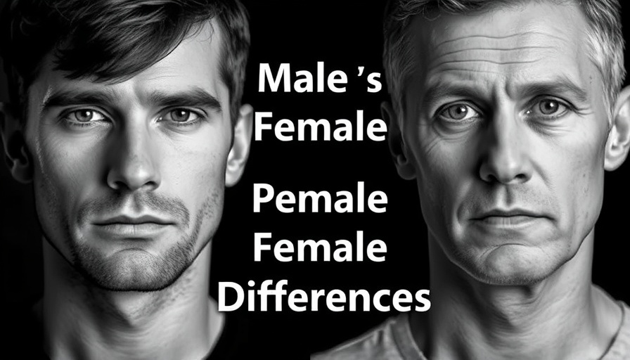 Monochrome image of two men with 'Male vs. Female Brain Differences' text.