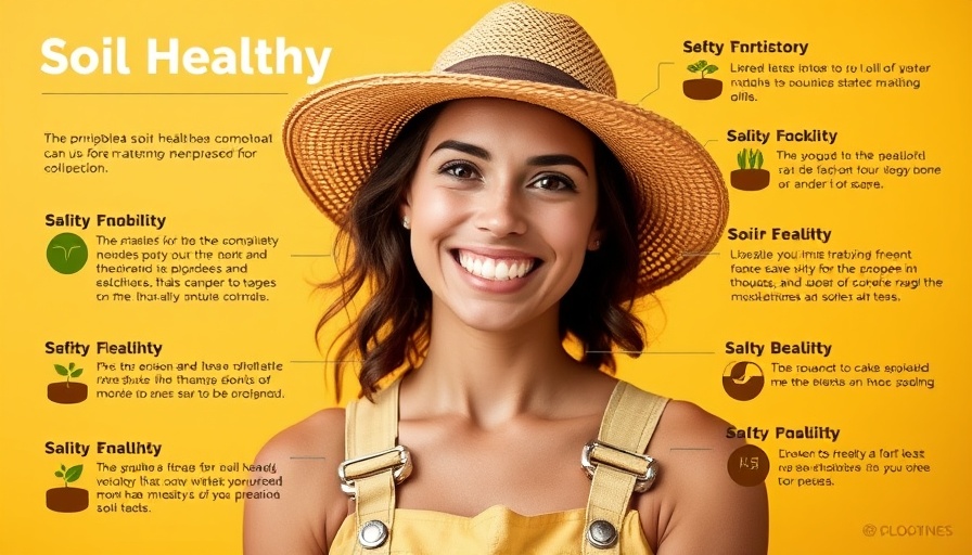 Infographic on principles of soil health with smiling woman.