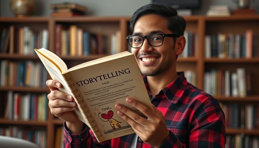 Person demonstrating simple storytelling in AI marketing with a book.