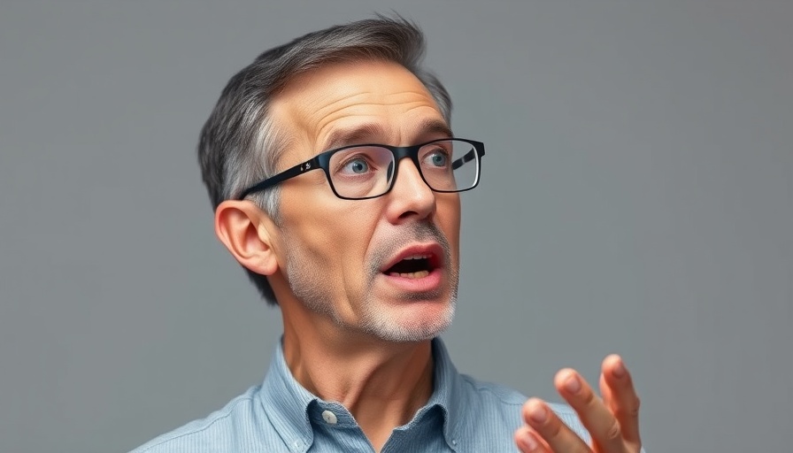 Middle-aged man with glasses speaking passionately, close-up.