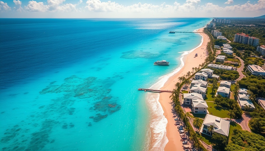 Stunning aerial view of Fall Fan Jam Beaches Resorts' coastline.