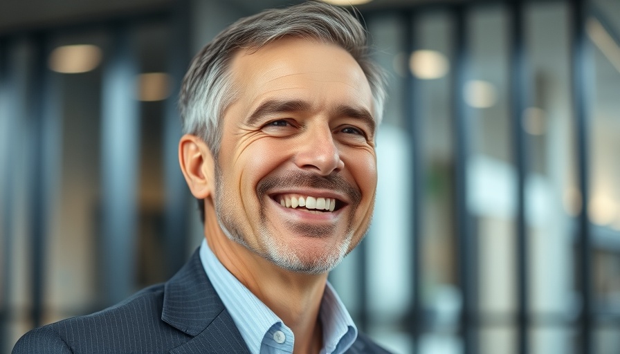 Confident man smiling in modern office environment