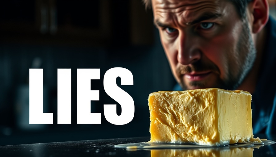 Debate on saturated fats and heart disease with melting butter.
