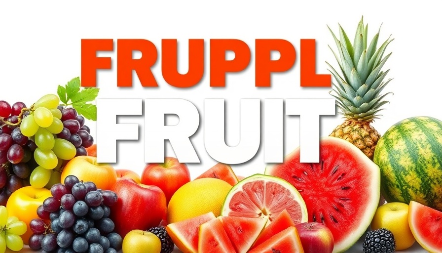 Unlikely superfood grapes with various fruits in headline design.