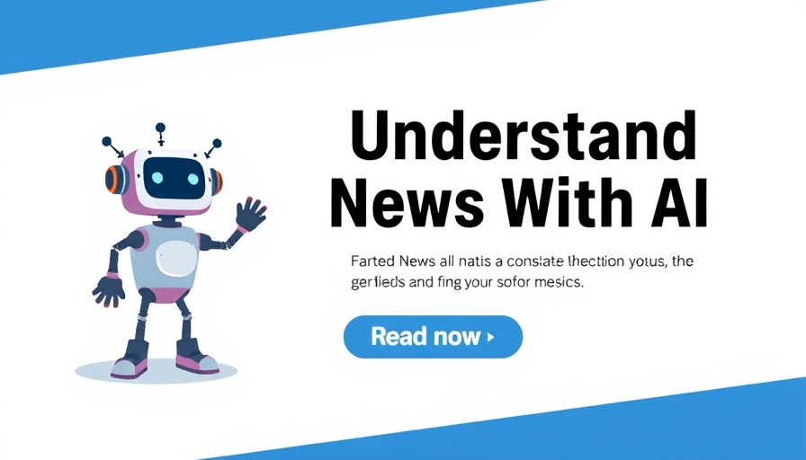 AI-driven news understanding ad with blue and white design.