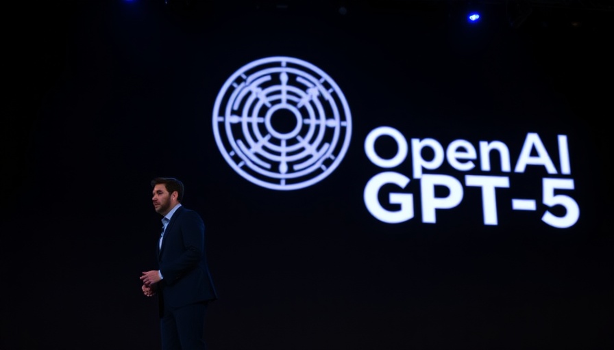OpenAI GPT-5 presentation by a businessman on stage.