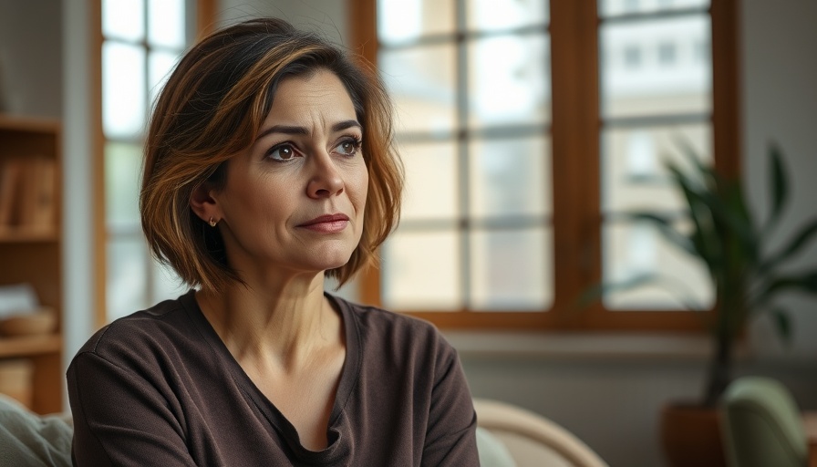 Thoughtful woman discussing emotional labor in a serene indoor setting.