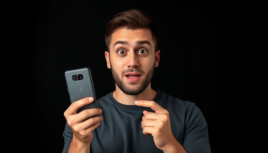 Man showcasing AI smarts in Google Pixel 10 with excitement, dark background.