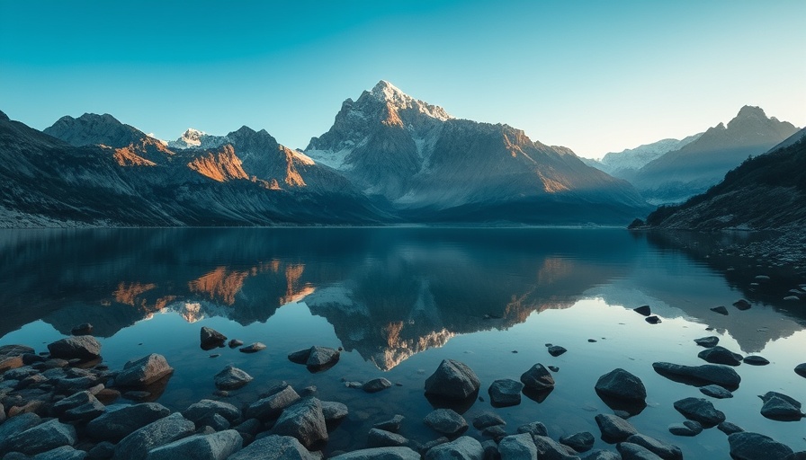 Serene mountain landscape in the High Sierra with reflection.