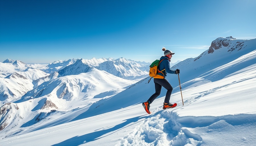 Mountaineer using the best snowshoes of 2025 on snowy mountain.