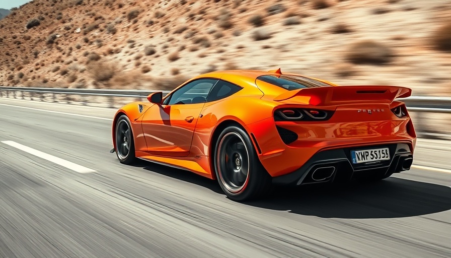Gunther Werks Turbo in vibrant orange speeding on highway.