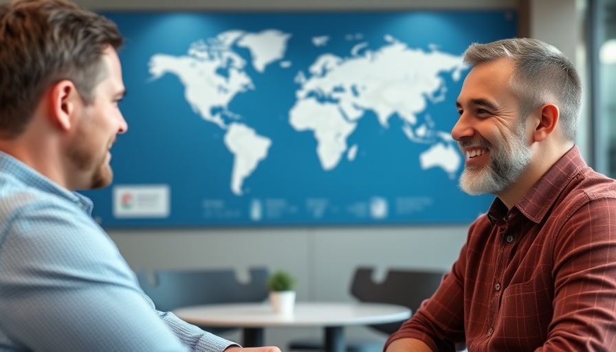Friendly meeting in a technology-driven world setting.