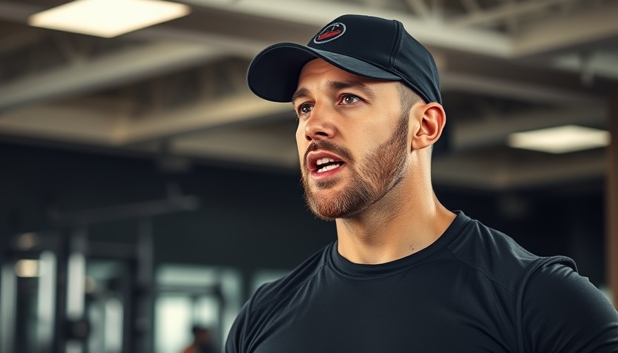 Athletic man in gym discussing strategies for social media growth.