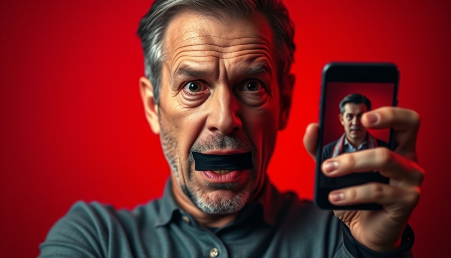 Mouth taping risks highlighted with worried man's expression and phone image.