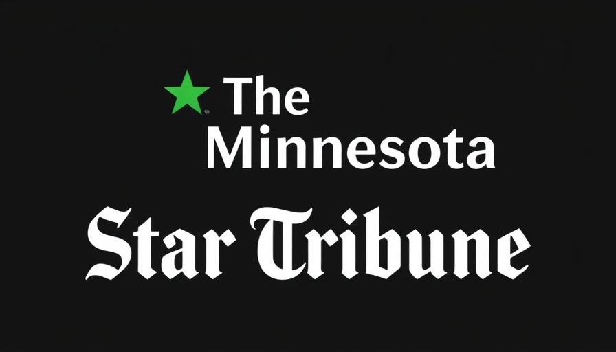 Logo of The Minnesota Star Tribune with white text and green star.