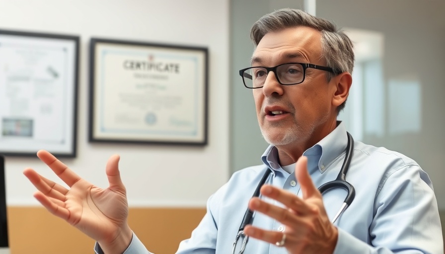 Middle-aged man discussing low vitamin D in seniors, office setting.