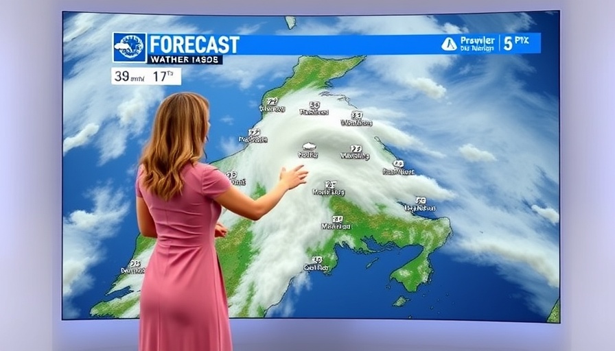 Dayton Ohio News weather forecast with presenter and cloudy map.