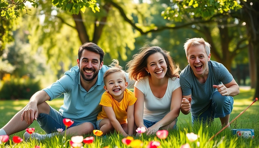 Joyful family engaging in family friendly outdoor activities.