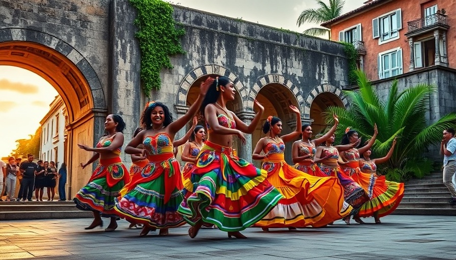 Vibrant Dominican dance under arches, Dominican Republic travel guide