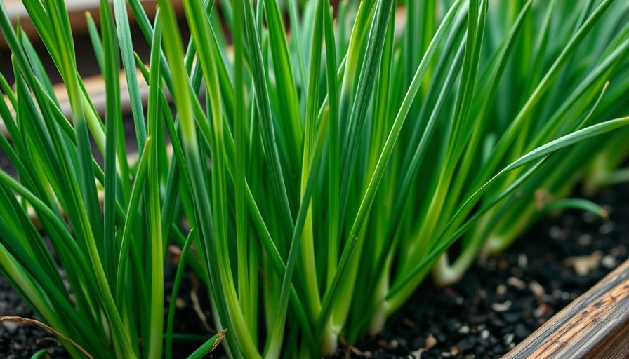 Close-up of Egyptian walking onions in a garden bed, vibrant growth.