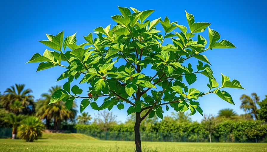 Shaping your established fig tree in a grassy garden setting.