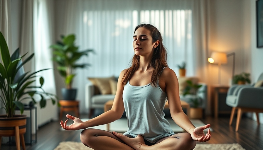Crown Chakra Yoga: Woman meditating in serene living room, natural light.