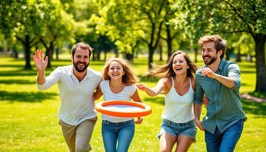 Family playing frisbee outdoors, family friendly activity