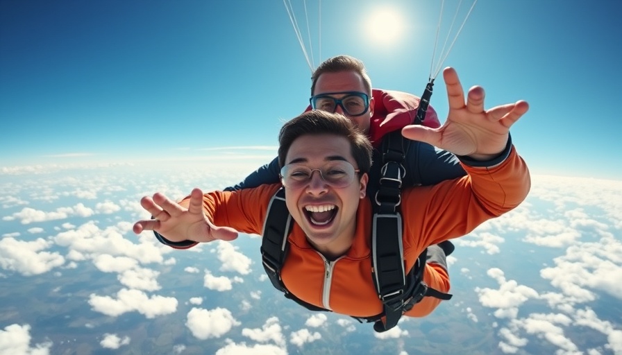 Person skydiving, embracing adventure. Balancing work and play.