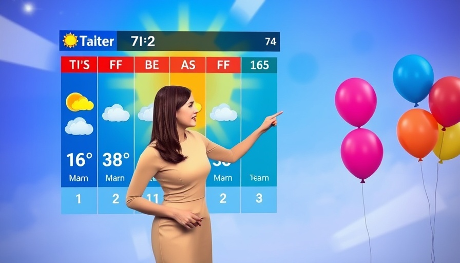 Miami Valley Weather Forecast display with presenter and balloons.