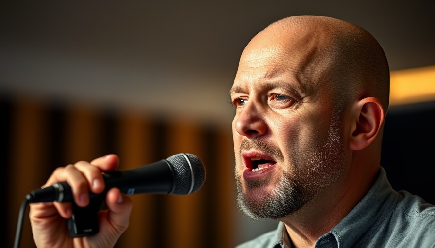 Man discussing content marketing in a modern studio setting.