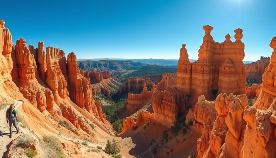 Scenic view of Bryce Canyon hoodoos on a hiking trail.