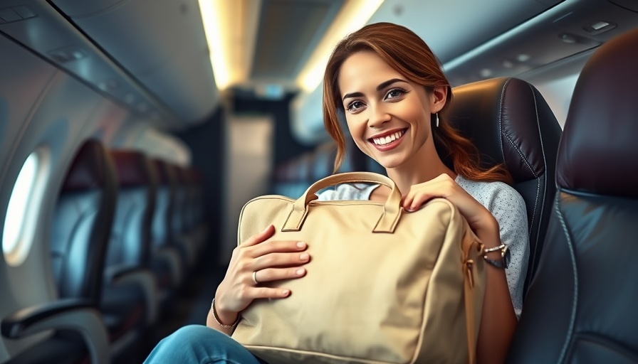 Underseat Packing Strategies on an airplane, woman with bag.