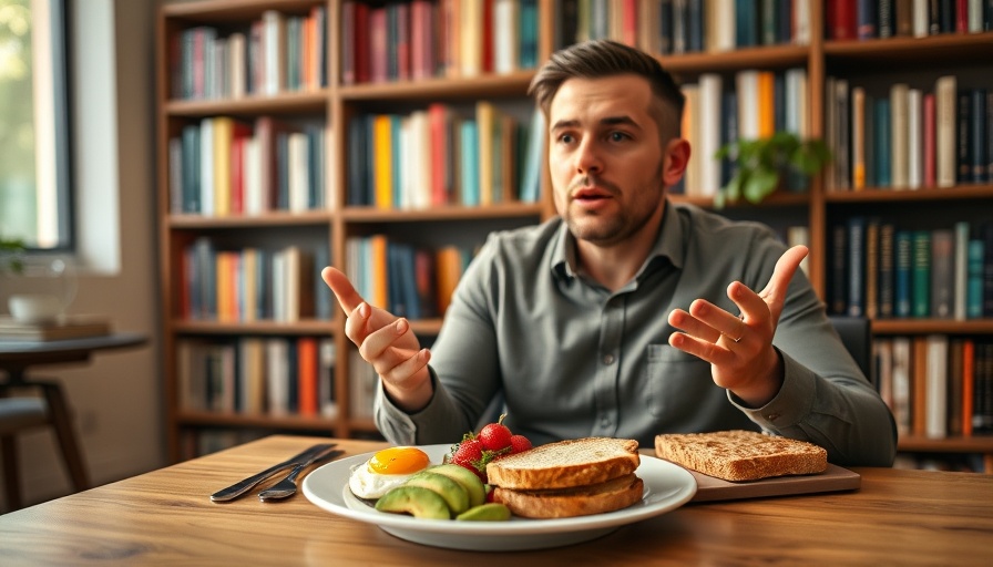 Man giving health tips on lowering blood pressure without pills or exercise.