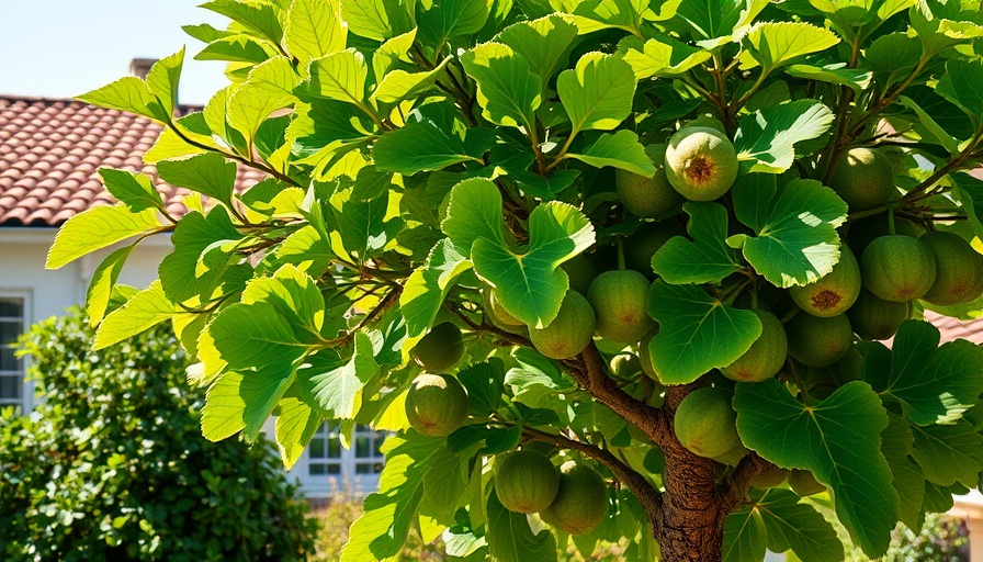 Healthy fig tree thriving in a sunny garden setting.