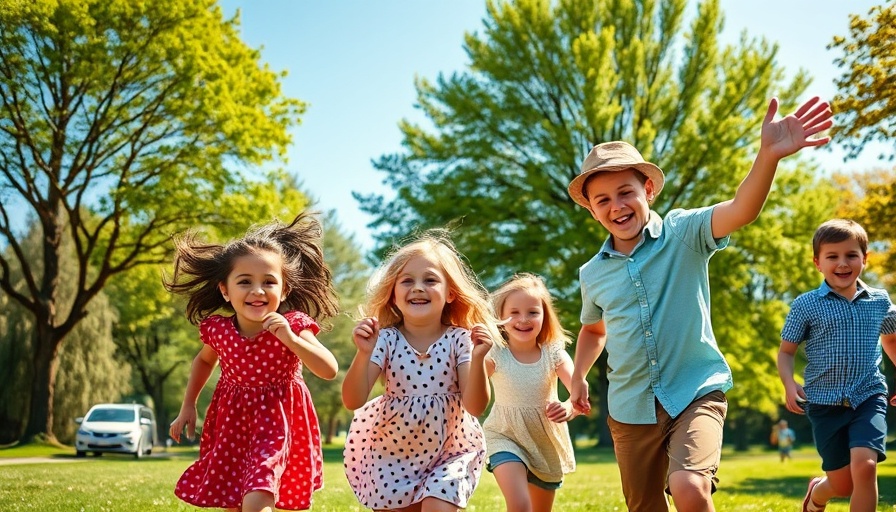 Family enjoying outdoor activities in a sunny park.
