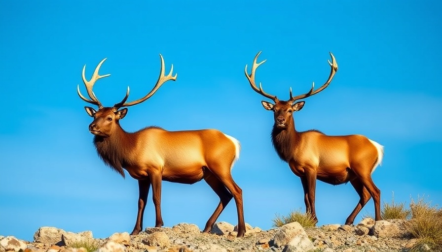 Majestic elk pair in natural terrain, hunting outdoor family experiences.