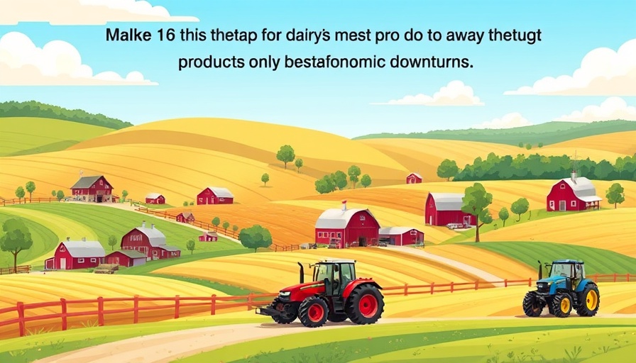 Dairy product marketing strategies displayed on a farm-themed background.