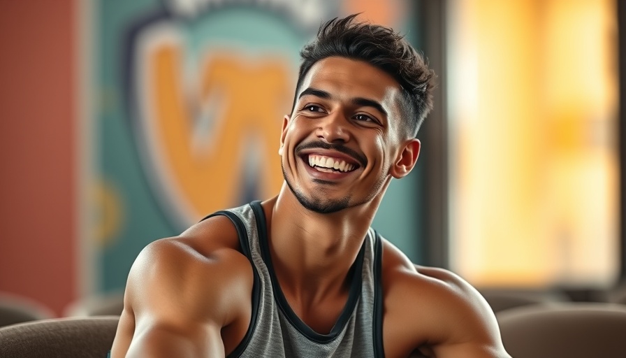 Fit athlete smiling joyfully, representing emotional fitness through exercise.