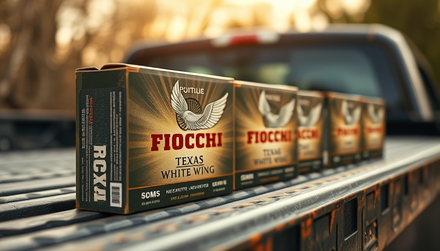 Fiocchi Texas White Wing ammo boxes on truck bed outdoors.