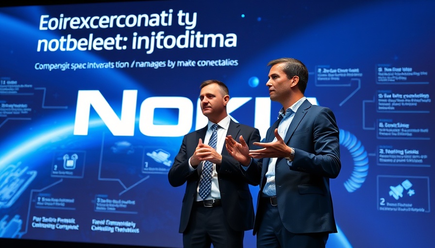Nokia's vision for space connectivity presentation with two professionals.