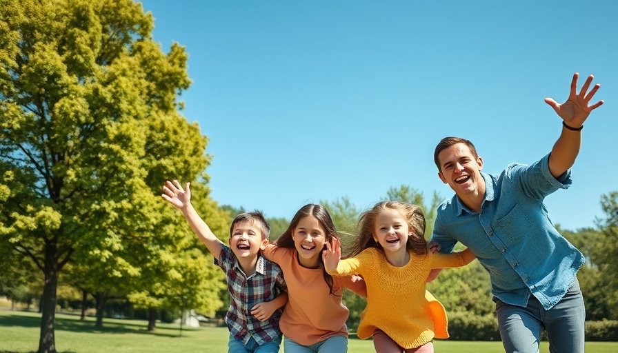 Family enjoying outdoor activities in a scenic park setting.